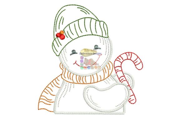 A Cozy Snowman with Candy Cane Embroidery Design Review