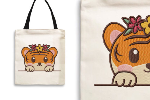 Cute Tiger with Flower Crown Embroidery Design Review