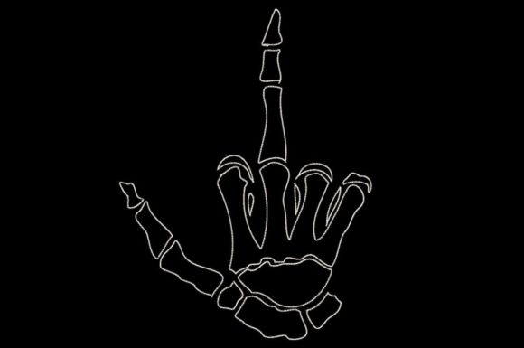 Skeleton Middle Finger Gesture Embroidery Design Review